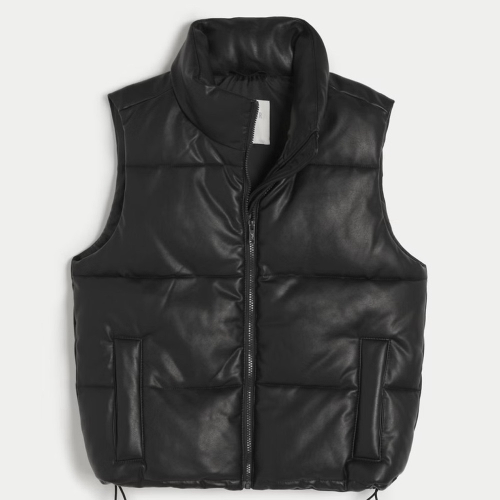 Vegan leather puffer vest